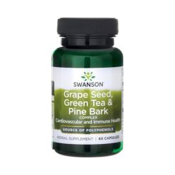   Swanson grape seed, green tea&pine bark (szőlőmag, zöld tea+fenyőkéreg) 60 kapsz