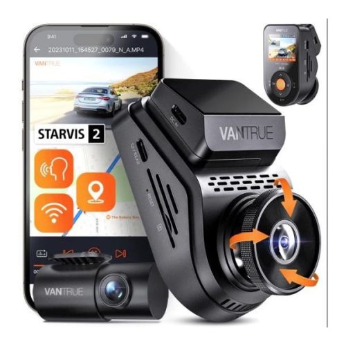 Vantrue dash cam - s1 pro (wifi+gps autóskamera első + hátsó, 2.7k + 1080p, hdr, 512gb microsd támogatás)