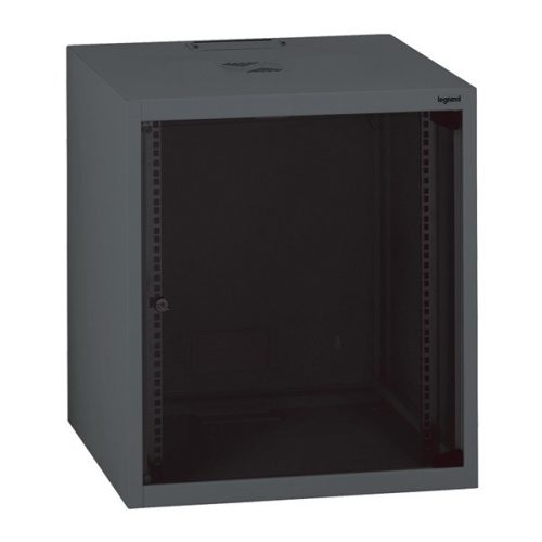 Legrand rackszekrény - 10" fali kivitel (6u, 362x320x300, antracit, egyrekeszes, üvegajtós, készre szerelt, max: 12 kg)