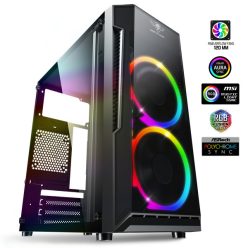   Spirit of gamer számítógépház - deathmatch 3 rgb (fekete, ablakos, 2x12cm, ventilátor matx, itx, 1xusb3.0, 2xusb2.0)
