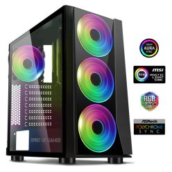   Spirit of gamer számítógépház - ghost iii rgb (fekete, ablakos, 8x12cm ventilátor, atx, matx, 2xusb3.0, 1xusb2.0)