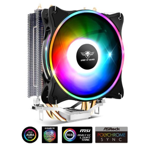 Spirit of gamer cpu cooler - cpu aircooler 120 mm argb (27db; 2500 rpm; 1x12cm; aluminium/copper)