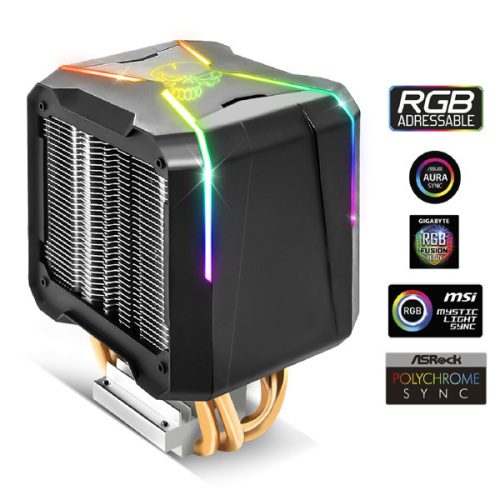 Spirit of gamer cpu cooler - cpu aircooler pro argb (27db; 1600 rpm; 1x12cm; aluminium/copper)