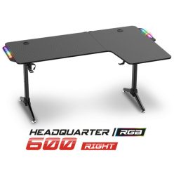   Spirit of gamer gamer asztal - headquarter 600 r (mdf lap, fém lábak, fekete, rgb led háttérvilágítás, 140 x 60 x 75cm)