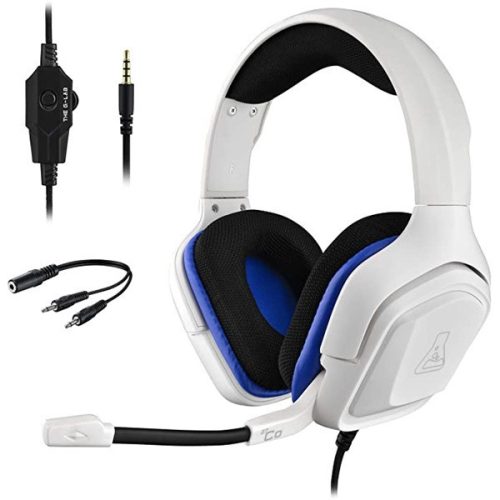 The g-lab fejhallgató - korp cobalt w (mikrofon, 3,5mm jack, hangerőszabályzó, nagy-párnás, fehér)