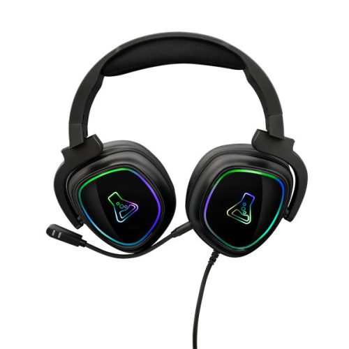 The g-lab fejhallgató - korp radium black (mikrofon,usb, 3,5mm jack, hangerőszabályzó, led,nagy-párnás)