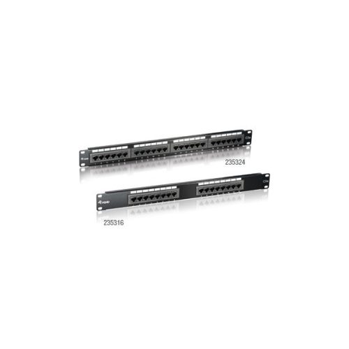 Equip patch panel - 235324 (24 port, cat5e, 1u, árnyékolatlan, fekete)