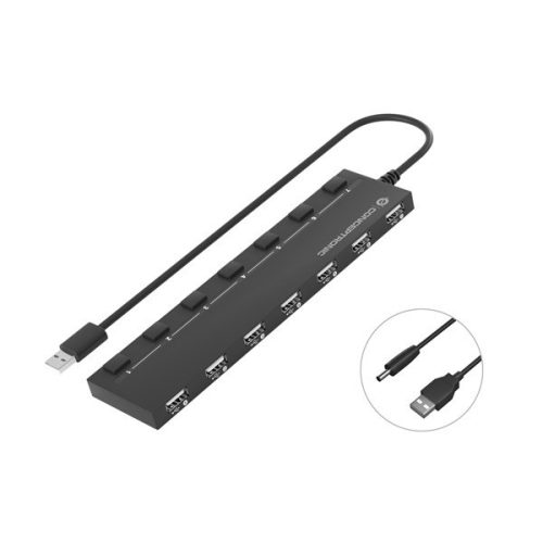 Conceptronic usb hub - hubbies08b (7 port, usb-a to 7xusb 2.0, usb power, black)