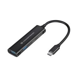   Conceptronic usb hub - hubbies12b (4 port, usb-c to 2x usb-c+2x usb-a, black)