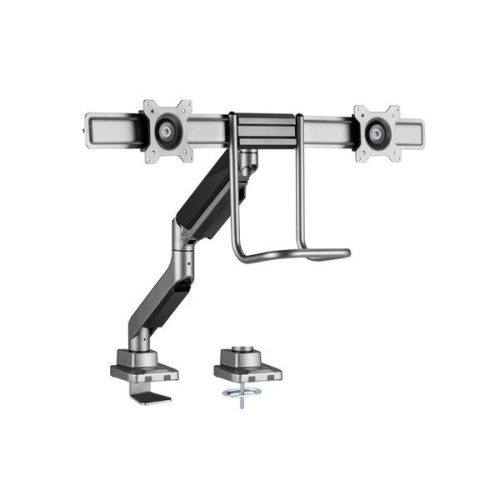 Equip monitor asztali konzol - 650161 (17"-32", 2 monitor, dönthető, forgatható, max.: 2x9kg, fekete/ezüst)