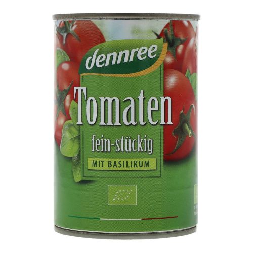 Dennree bio paradicsomkocka bazsalikomos 400g