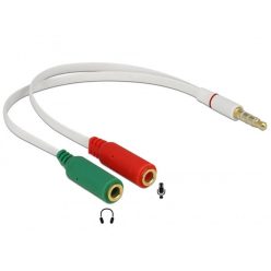   Delock átalakító - 65447 (sztereó jack apa 3.5 mm > 2 x sztereó jack anya 3.5 mm 4 pines adapter (iphone))
