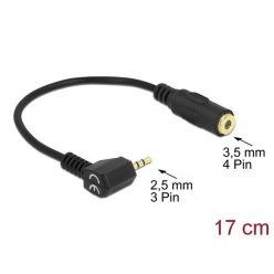   Delock átalakító - 65674 (sztereó jack apa 2.5 mm > sztereó jack anya 3.5 mm 4 pines adapter)
