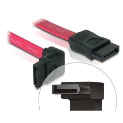   Delock kábel - 84249 (sata ii, felfele elvezethető/egyenes csatlakozó (fémlappal), max.: 3gbps, piros, 50cm)