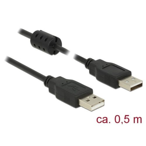 Delock kábel - 84888 (usb-a - usb-a, apa/apa, fekete, 0,5m)