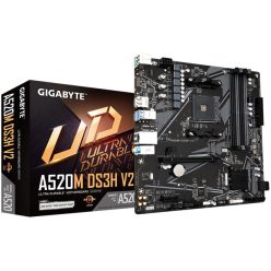   Gigabyte alaplap - amd a520m ds3h v2 am4 (a520m, 4xddr4 3200mhz, pci-e, raid, 4xsata3, m.2, 6xusb2.0, 6xusb3.1)