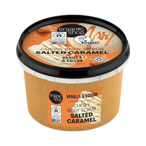 Organic shop bio cukros testradír salted caramel vaníliával és kakaóval 250 ml