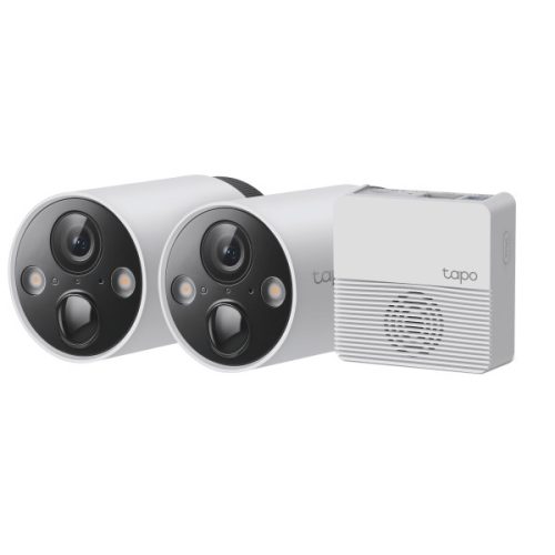 Tp-link ip wifi cső kamera - tapo c420s2 kit (2 kamera + hub; akku; 4mp, 3mm, ip65, h264, ir15m, sd, mikrofon, hangsz)