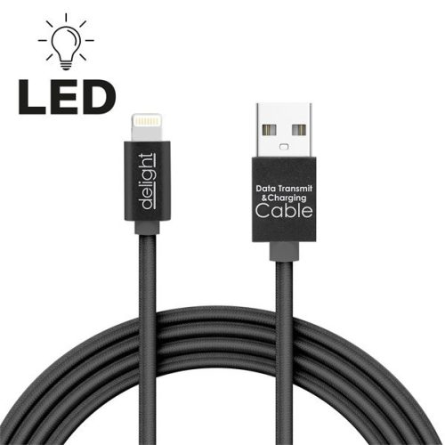 Delight kábel - iphone lightning töltőkábel, 1m, fekete)