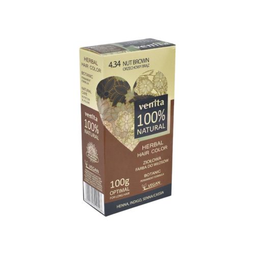 Venita 100% natural herbal hair dye 4.34 hazelnut brown 100 g