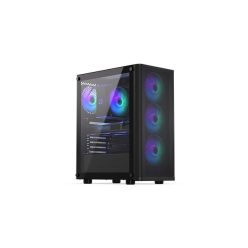   Endorfy számítógépház - ventum 200 argb (atx /micro atx/itx, 2xusb3.0, 4x12cm led ventilátor, ablakos, fekete)