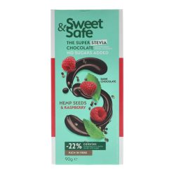 Sweet&safe étcsoki málnával,kenderrel,steviával 90g