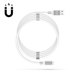   Delight kábel - microusb mágneses adat és töltőkábel, 2a, 1,2m, fehér