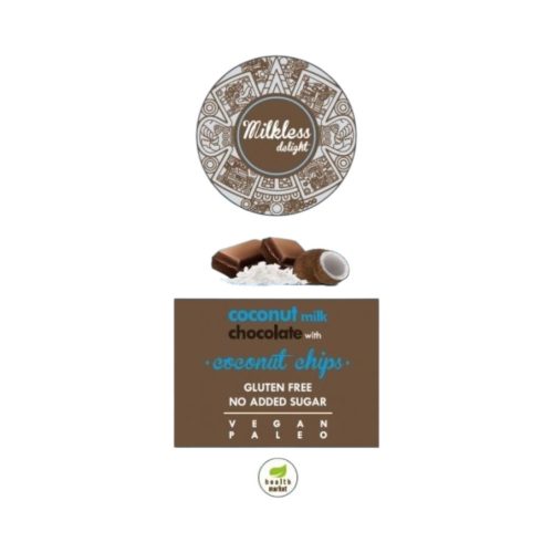 Health market milkless delight kókusztejes csokoládé kókuszchipsszel édesítőszerrel 80g