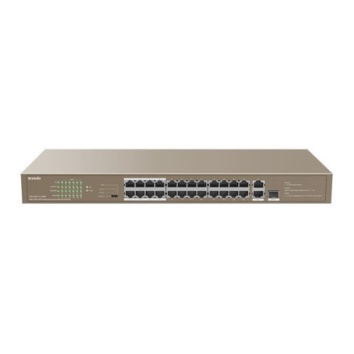 Tenda switch poe - tef1126p-24-250w v2.0 (24x100mbps; 2x1gpbs; 1xsfp combo; 24 af/at poe+ port; 250w)