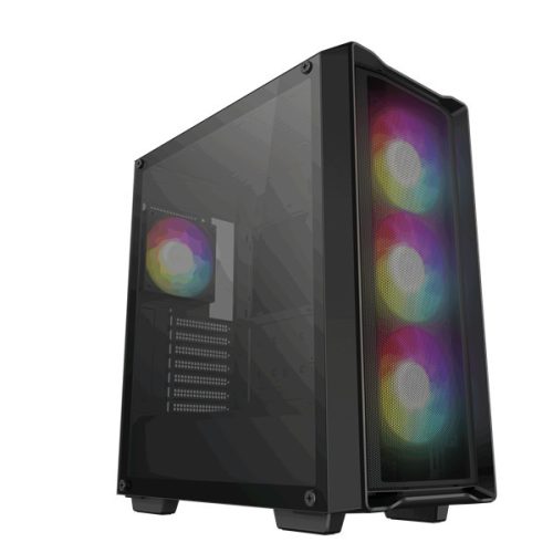 Deepcool számítógépház - cc560 mesh v2 (fekete, ablakos, 4x12cm a-rgb ventilátor, atx, 2xusb3.0, fekete)