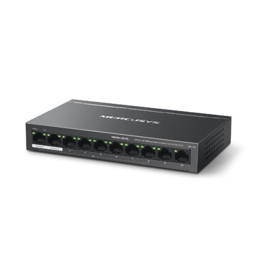 Mercusys switch  poe - ms110p (10 port 100mbps; 8 af/at poe+ port; 65w; 250m; fém ház)