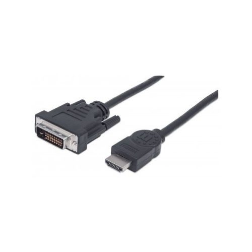 Manhattan kábel - hdmi to dvi ( 1,8m; hdmi 19 pin - dvi-d dual link, fekete)