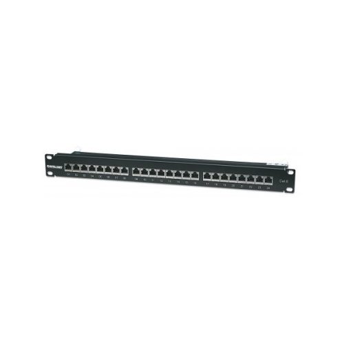Manhattan patch panel - cat6 ftp árnyékolt patch panel, 24 portos, 1u,  fekete