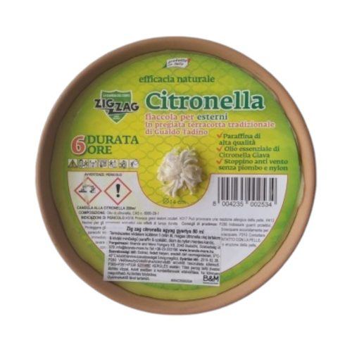 Zig zag citronella candle clay - 6 hours 14 cm outdoor mosquito repellent 1 piece
