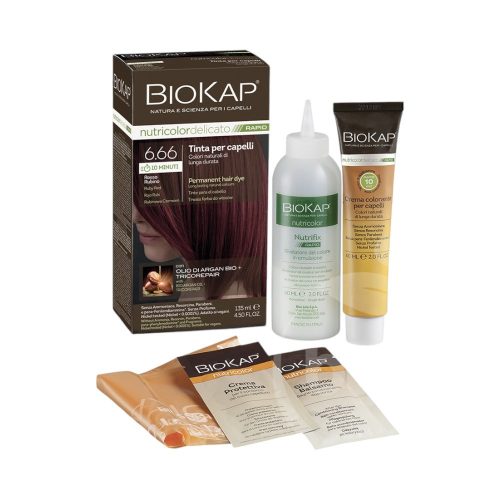 Biokap nutricolor rapid permanent hair dye nr 6.66 ruby red 135 ml