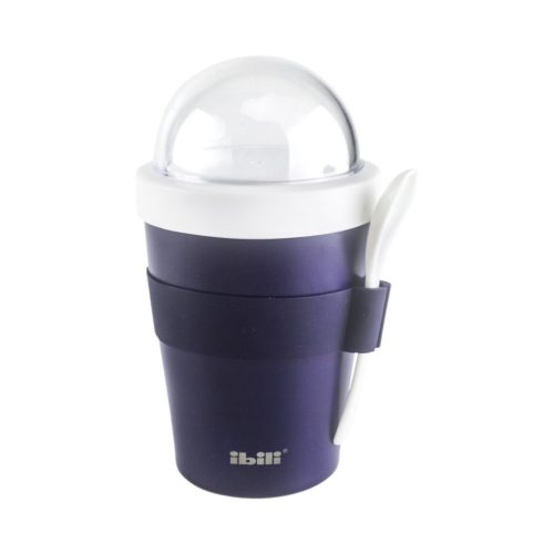 Ibili double-walled metal thermo cup 500ml with cereal holder lid and spoon