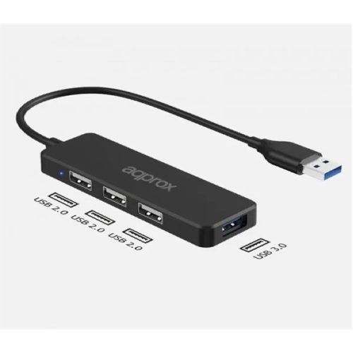 Approx usb hub - usb3.0 4in1 hub (3db usb2.0, 1db usb3.0) black