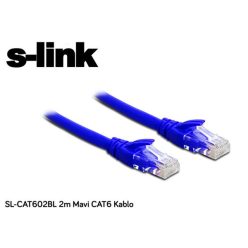   S-link kábel - sl-cat602bl (utp patch kábel, cat6, kék, 2m)