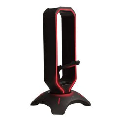   Rampage fejhallgató állvány - rm-h66 guard (fekete, műanyag, usb hub, egérkábel tartó, rgb)