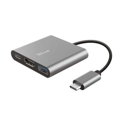 Trust cable converter - dalyx 3in1 multiport usb-c (grey, aluminium, usb-c male / hdmi+type-c+usb3.1 female)