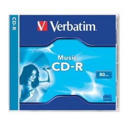   CD-R lemez, 700MB, 80min, 16x, 1 db, normál tok, VERBATIM "Live it!"