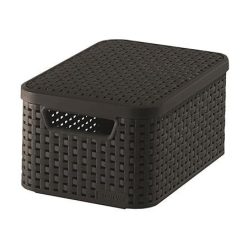  Rattan hatású kosár tetővel, 6l, barna, CURVER, "Style S"