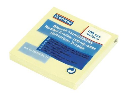 Sticky note pad, "Z", 76x76 mm, 100 sheets, DONAU, yellow