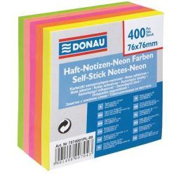   Sticky note pad, 76x76mm, 400 sheets, DONAU, mixed neon colours