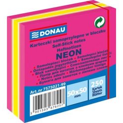 Sticky note pad, 50x50 mm, 250 sheets, DONAU, neon pink