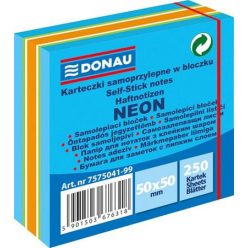 Sticky note pad, 50x50mm, 250 sheets, DONAU, neon blue
