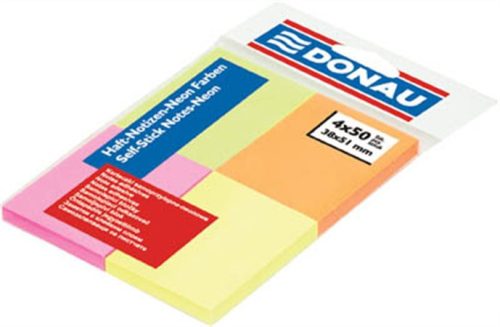 Sticky note pad, 38x51 mm, 4x50 sheets, DONAU, mixed colour