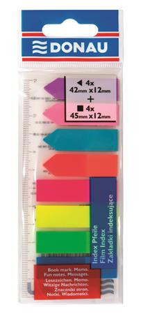 Marker label, plastic, label and arrow shape, 8x25 sheets, 12x45/42 mm, DONAU, neon colour