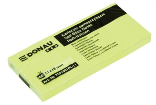 Sticky pad, 38x51mm, 3x100 sheets, DONAU "ECO", yellow