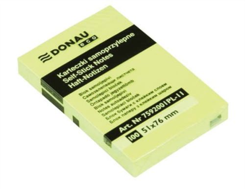 Sticky pad, 51x76mm, 100 sheets, DONAU "ECO", yellow